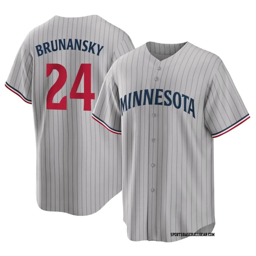 Tom Brunansky Men's Minnesota Twins Gray Replica Road Jersey