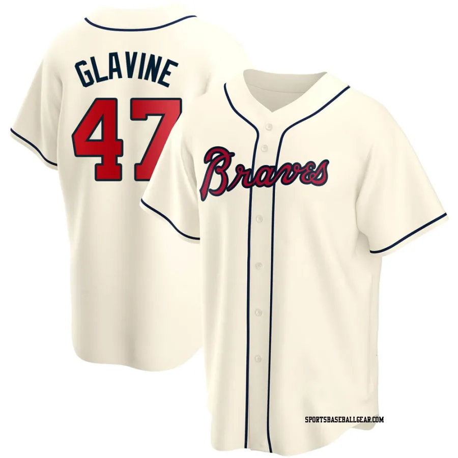 Tom Glavine Men's Atlanta Braves Cream Replica Alternate Jersey