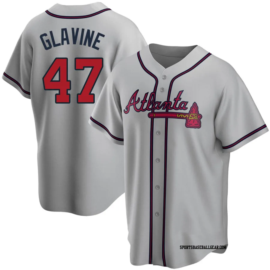 Tom Glavine Men's Atlanta Braves Gray Replica Road Jersey