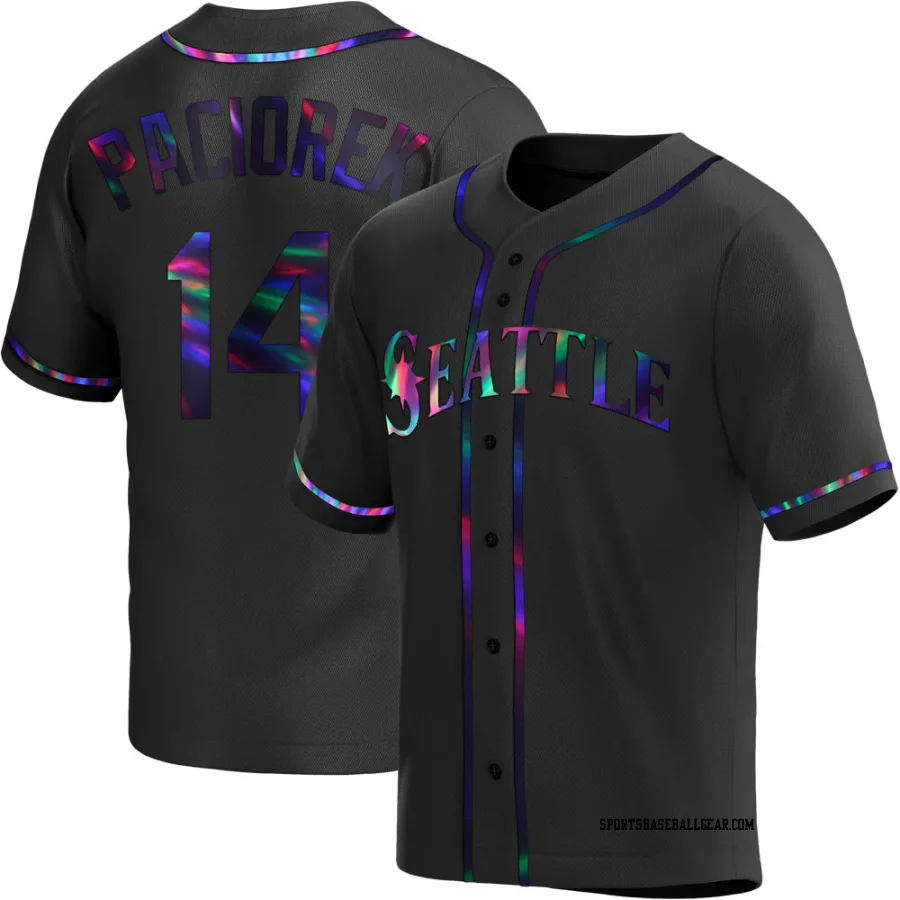 Tom Paciorek Men's Seattle Mariners Black Holographic Replica Alternate Jersey