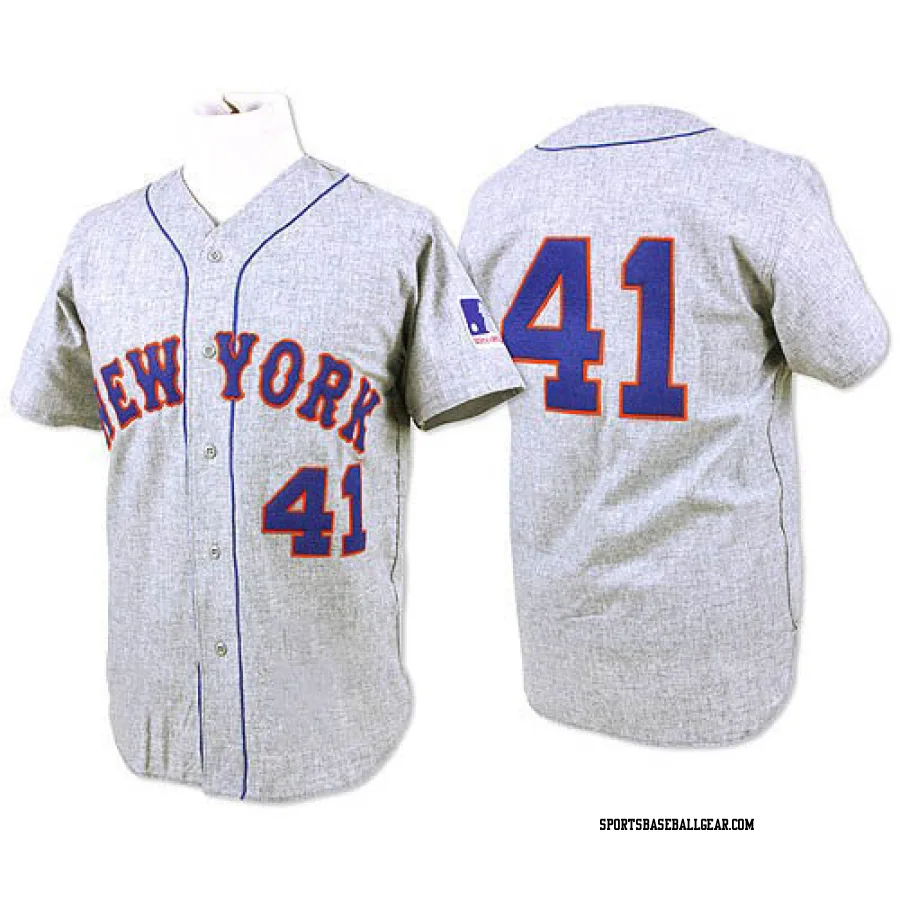 Tom Seaver Men's New York Mets Grey Authentic 1969 Throwback Jersey