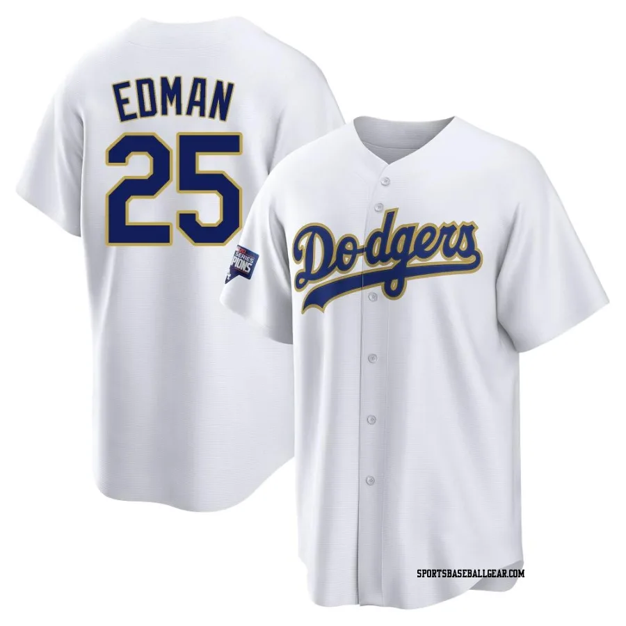 Tommy Edman Men's Los Angeles Dodgers White/Gold Replica 2021 Gold Program Player Jersey