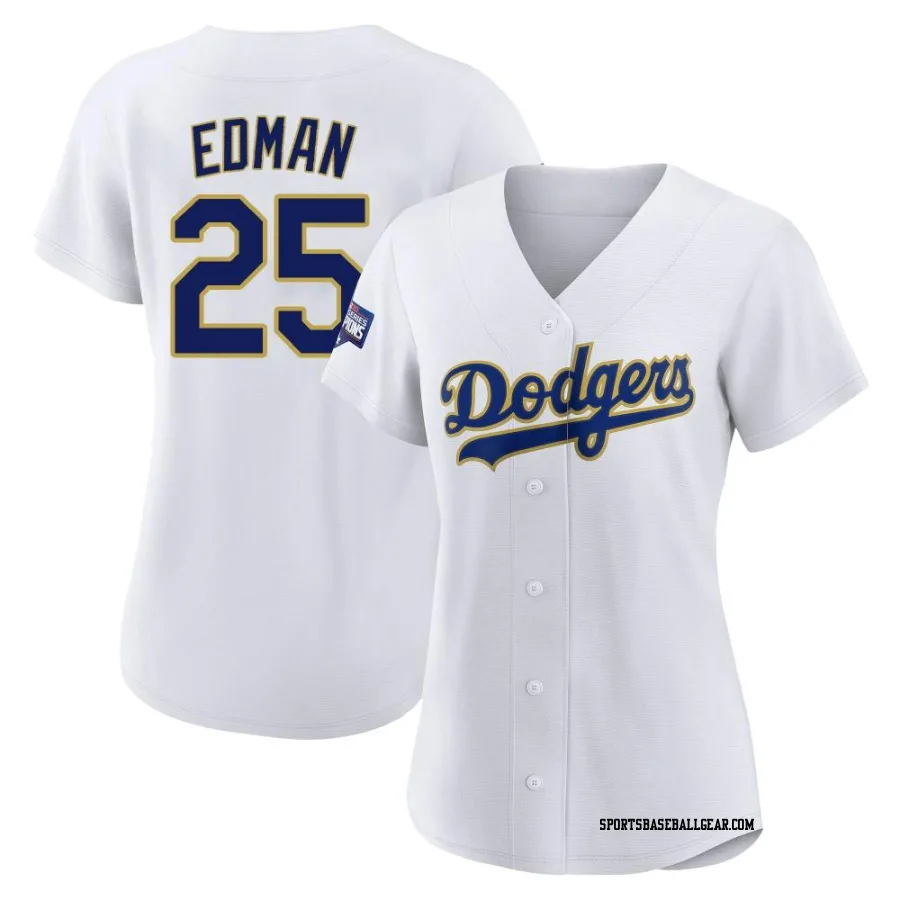 Tommy Edman Women's Los Angeles Dodgers White/Gold Replica 2021 Gold Program Player Jersey