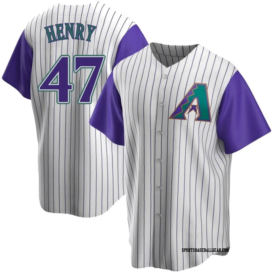 Tommy Henry Men's Arizona Diamondbacks Cream/Purple Replica Alternate Cooperstown Collection Jersey