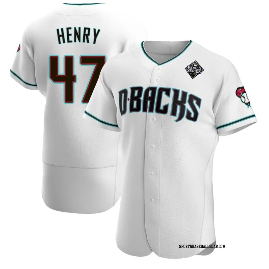 Tommy Henry Men's Arizona Diamondbacks White Authentic Teal Alternate 2023 World Series Jersey