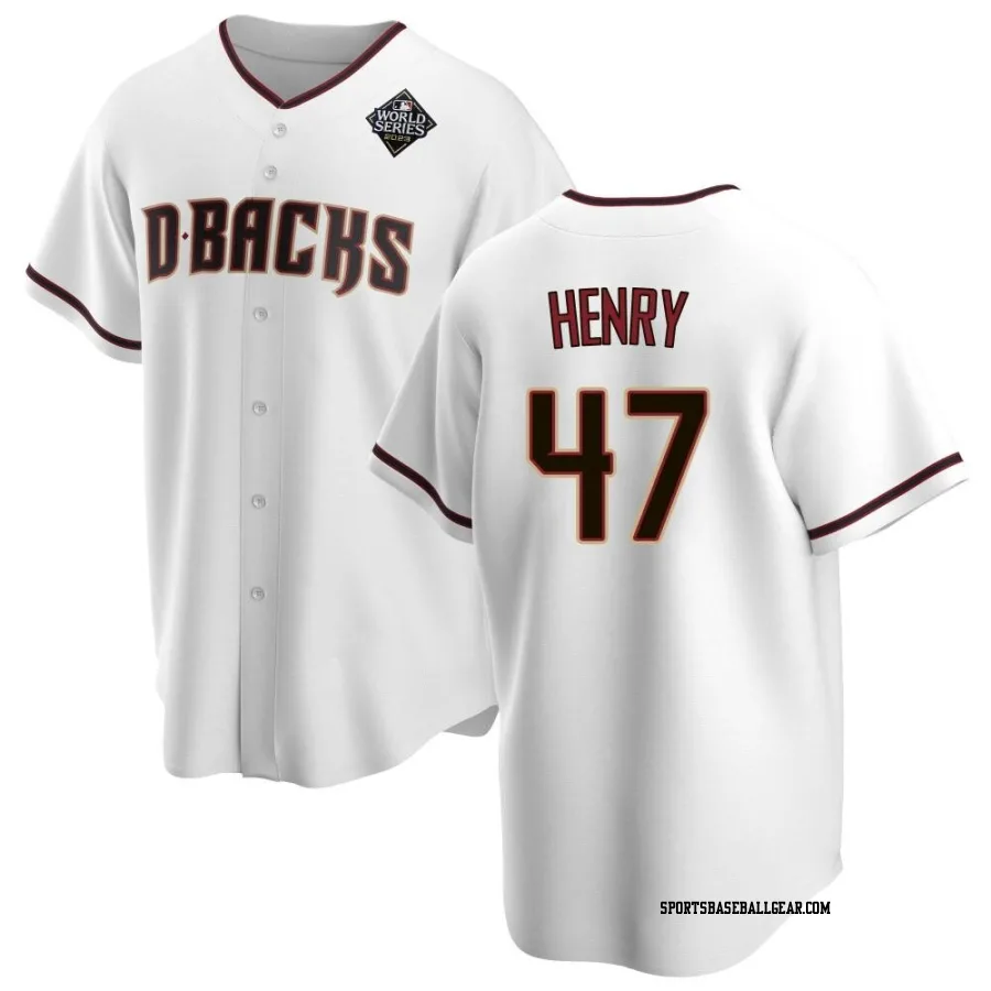 Tommy Henry Men's Arizona Diamondbacks White Replica Home 2023 World Series Jersey