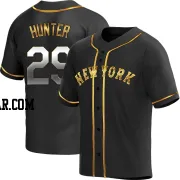 Tommy Hunter Men's New York Mets Black Golden Replica Alternate Jersey