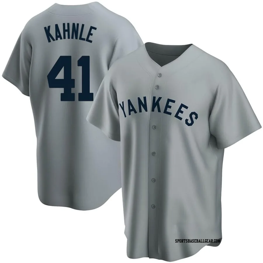 Tommy Kahnle Men's New York Yankees Gray Replica Road Cooperstown Collection Jersey