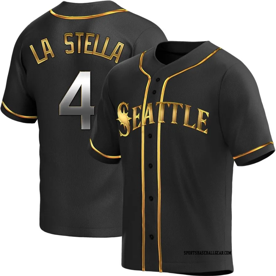 Tommy La Stella Men's Seattle Mariners Black Golden Replica Alternate Jersey