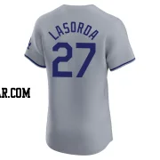 Tommy Lasorda Men's Los Angeles Dodgers Gray Elite Road Jersey