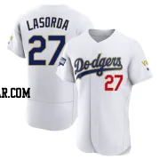 Tommy Lasorda Men's Los Angeles Dodgers White/Gold Authentic 2021 Gold Program Player Jersey