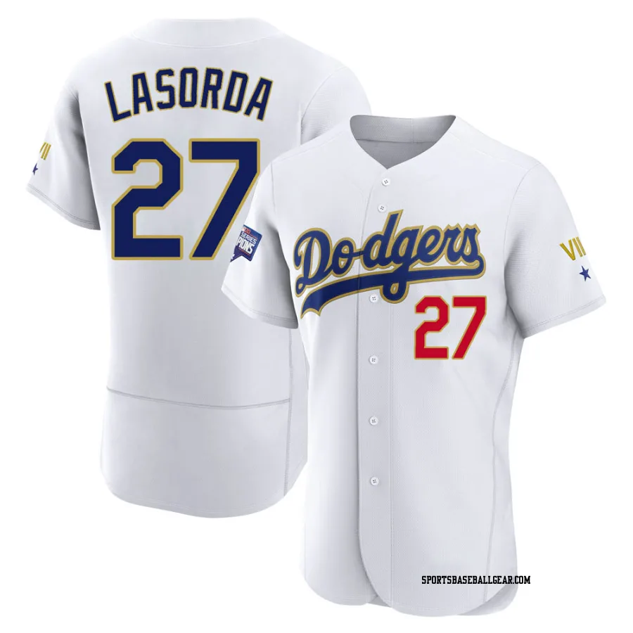 Tommy Lasorda Men's Los Angeles Dodgers White/Gold Authentic 2021 Gold Program Player Jersey