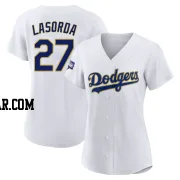 Tommy Lasorda Women's Los Angeles Dodgers White/Gold Authentic 2021 Gold Program Player Jersey