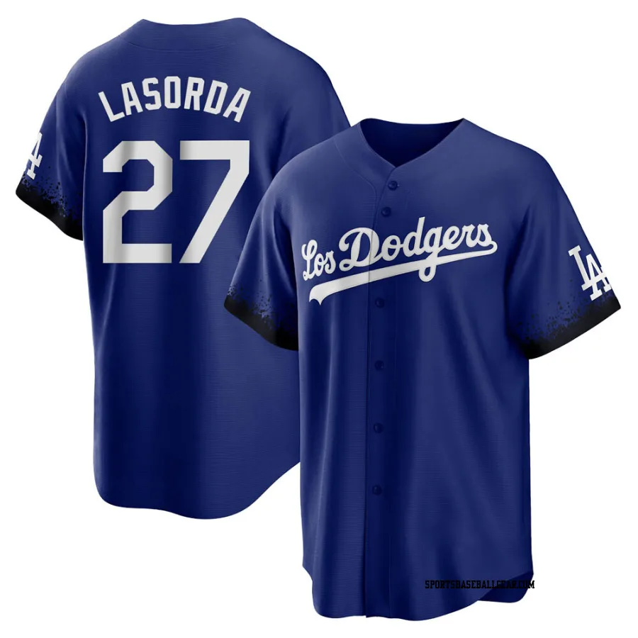 Tommy Lasorda Youth Los Angeles Dodgers Royal Replica 2021 City Connect Jersey