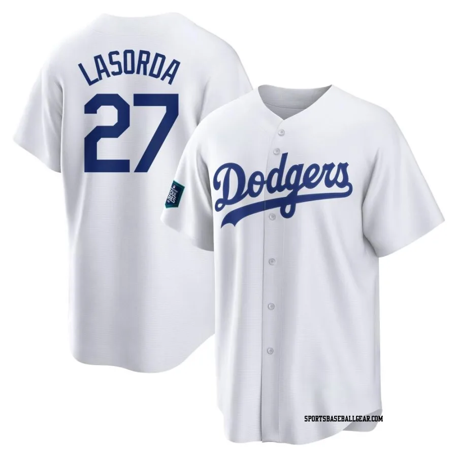 Tommy Lasorda Youth Los Angeles Dodgers White Replica 2024 World Tour Seoul Series Home Jersey