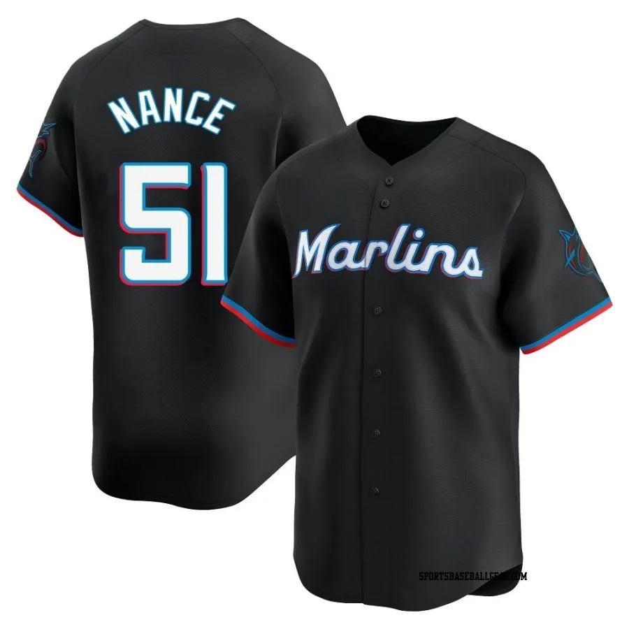 Tommy Nance Men's Miami Marlins Black Limited Alternate Jersey