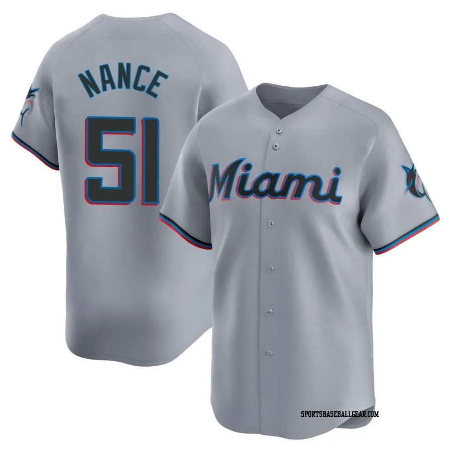 Tommy Nance Men's Miami Marlins Gray Limited Road Jersey