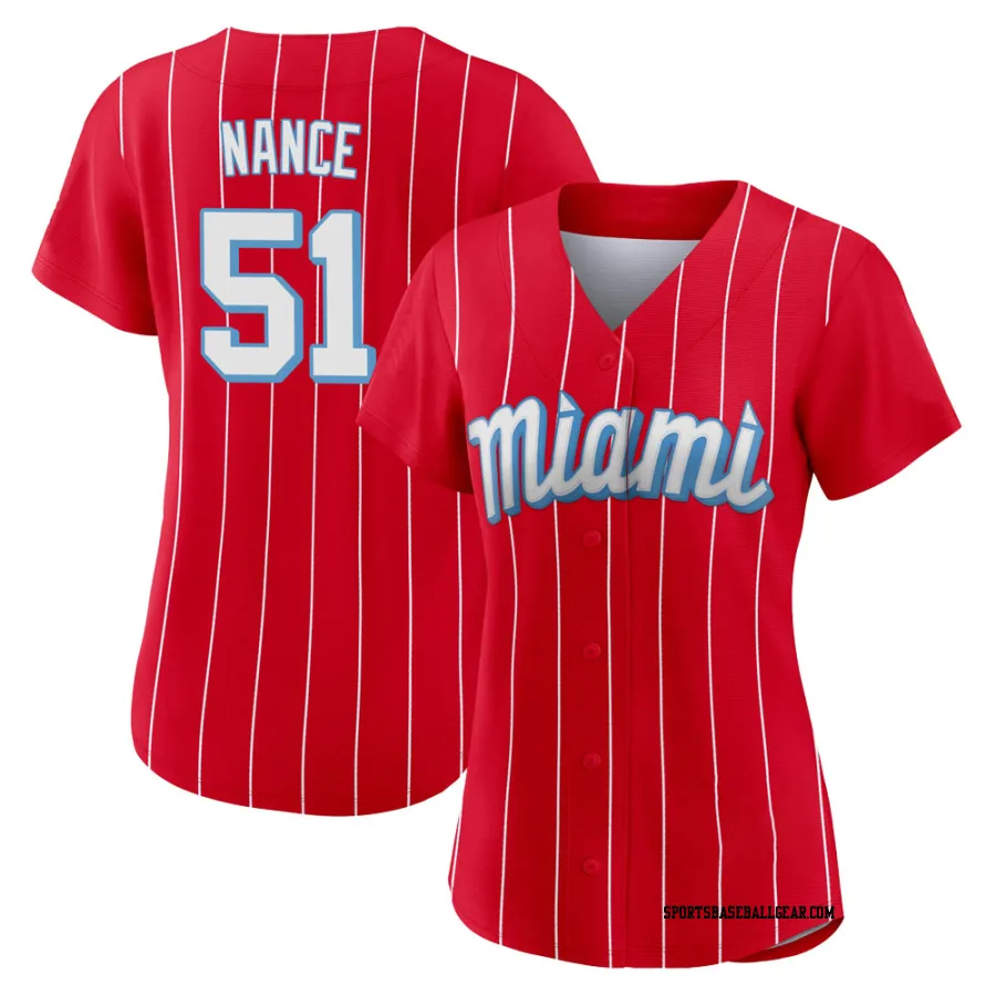 Tommy Nance Women's Miami Marlins Red Authentic 2021 City Connect Jersey