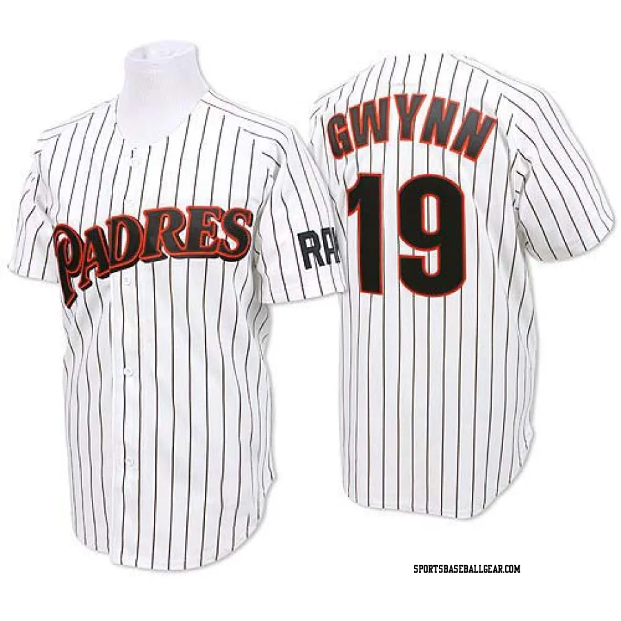 Tony Gwynn Men's San Diego Padres White/Blue Replica Strip Throwback Jersey