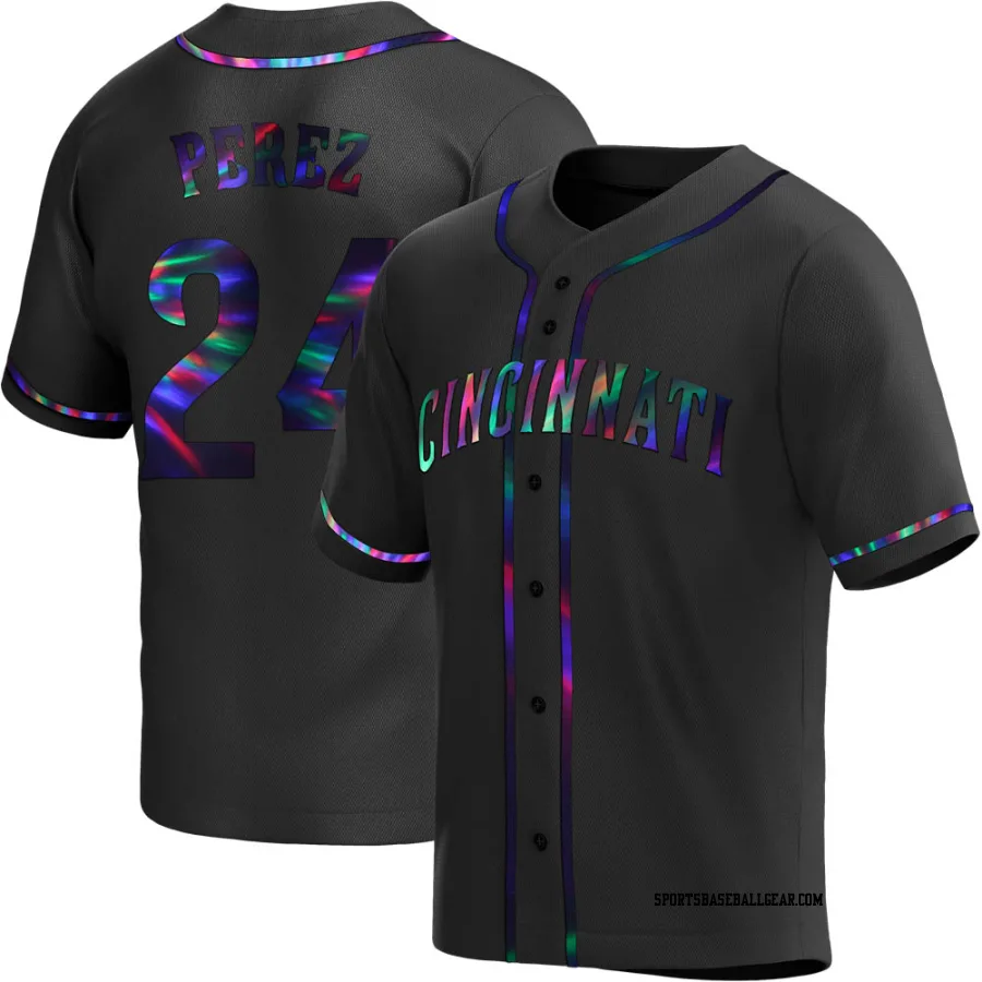 Tony Perez Men's Cincinnati Reds Black Holographic Replica Alternate Jersey