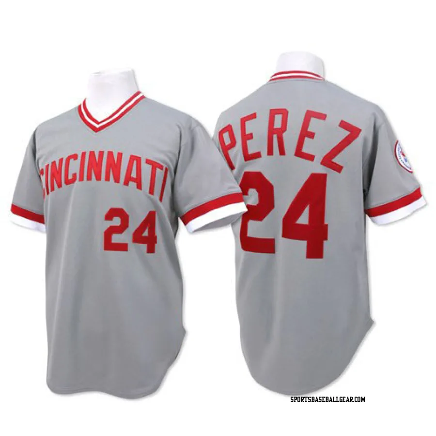 Tony Perez Men's Cincinnati Reds Grey Authentic Throwback Jersey