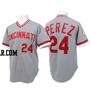 Tony Perez Men's Cincinnati Reds Grey Replica Throwback Jersey