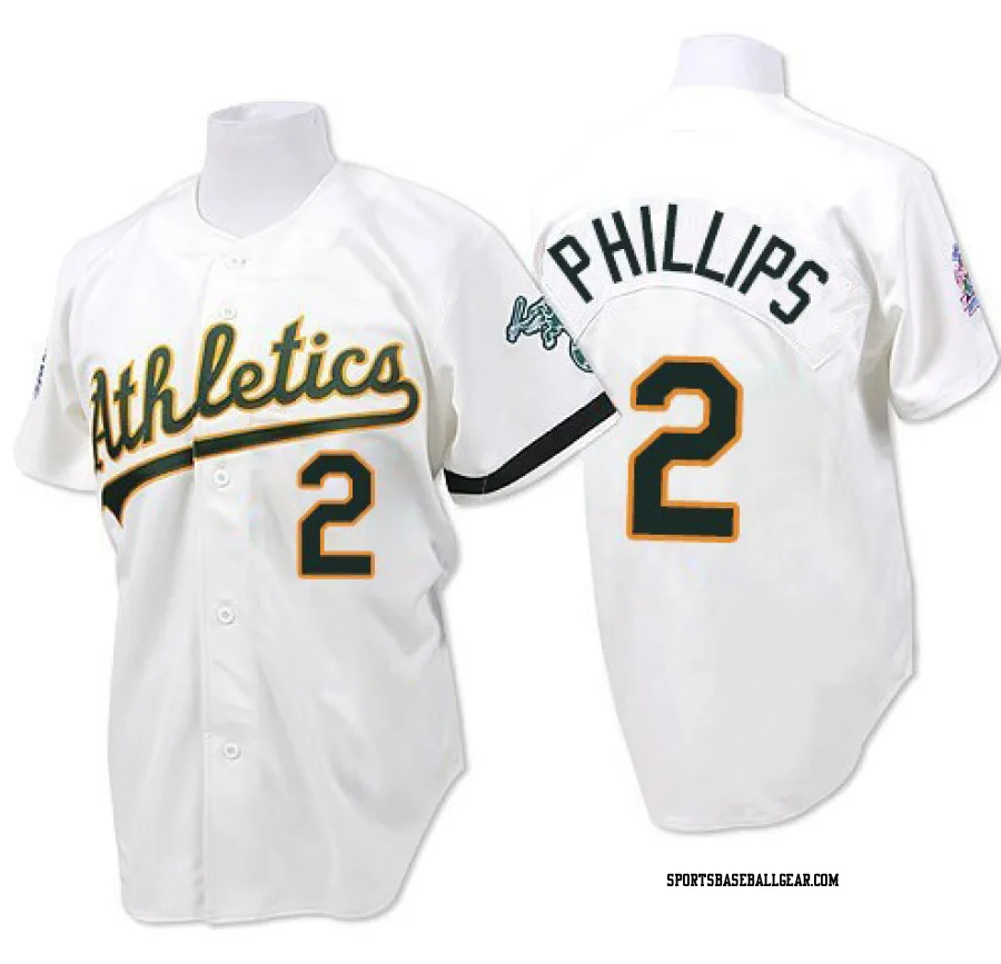 Tony Phillips Men's Oakland Athletics White Authentic Throwback Jersey