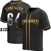 Tony Santillan Men's Cincinnati Reds Black Golden Replica Alternate Jersey