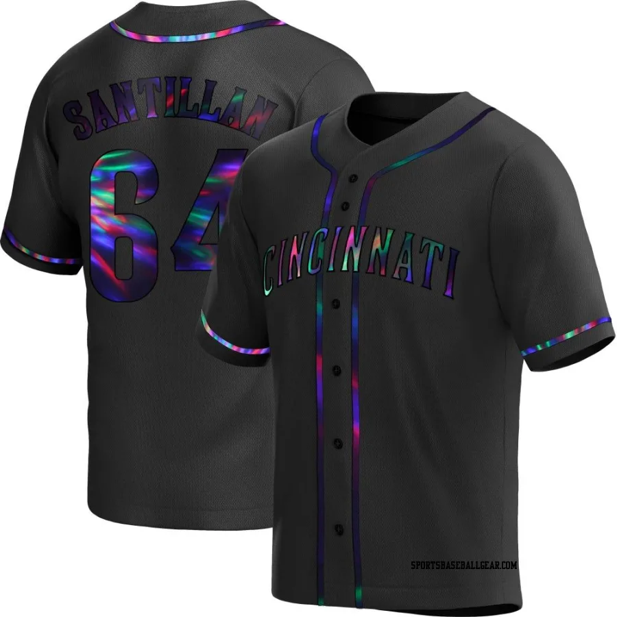 Tony Santillan Men's Cincinnati Reds Black Holographic Replica Alternate Jersey