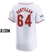 Tony Santillan Men's Cincinnati Reds White Elite Home Patch Jersey