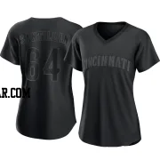 Tony Santillan Women's Cincinnati Reds Black Authentic Pitch Fashion Jersey