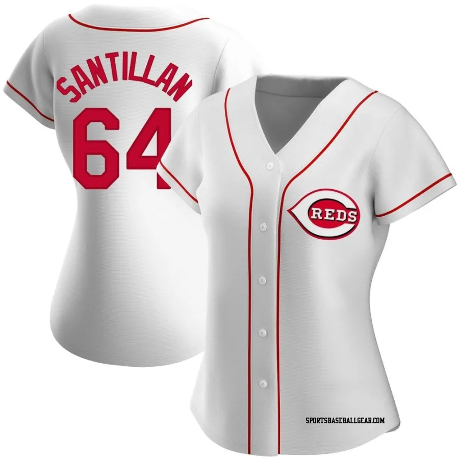 Tony Santillan Women's Cincinnati Reds White Authentic Home Jersey