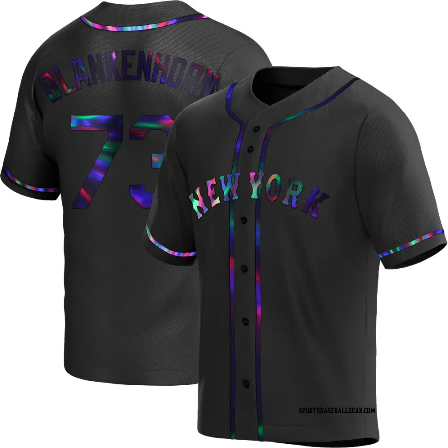 Travis Blankenhorn Men's New York Mets Black Holographic Replica Alternate Jersey