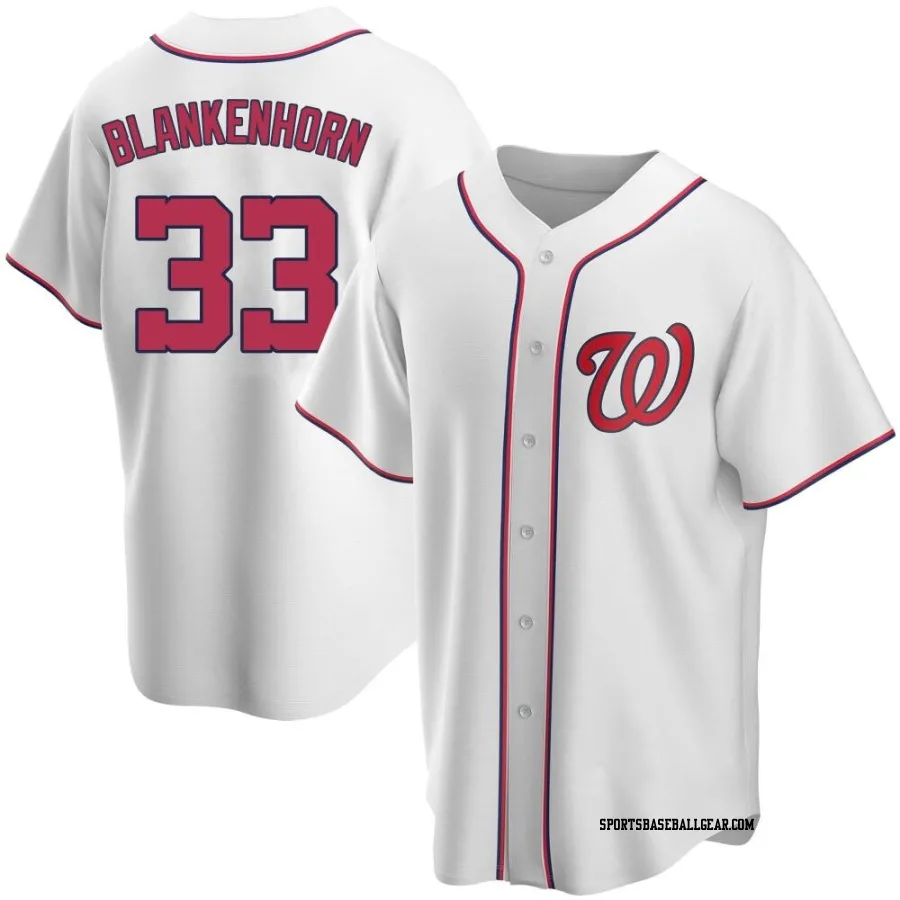 Travis Blankenhorn Youth Washington Nationals White Replica Home Jersey