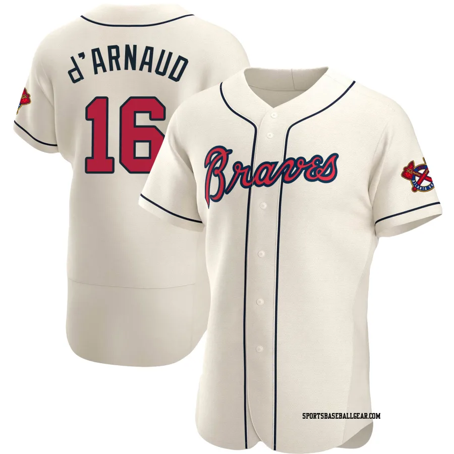 Travis d'Arnaud Men's Atlanta Braves Cream Authentic Alternate Jersey