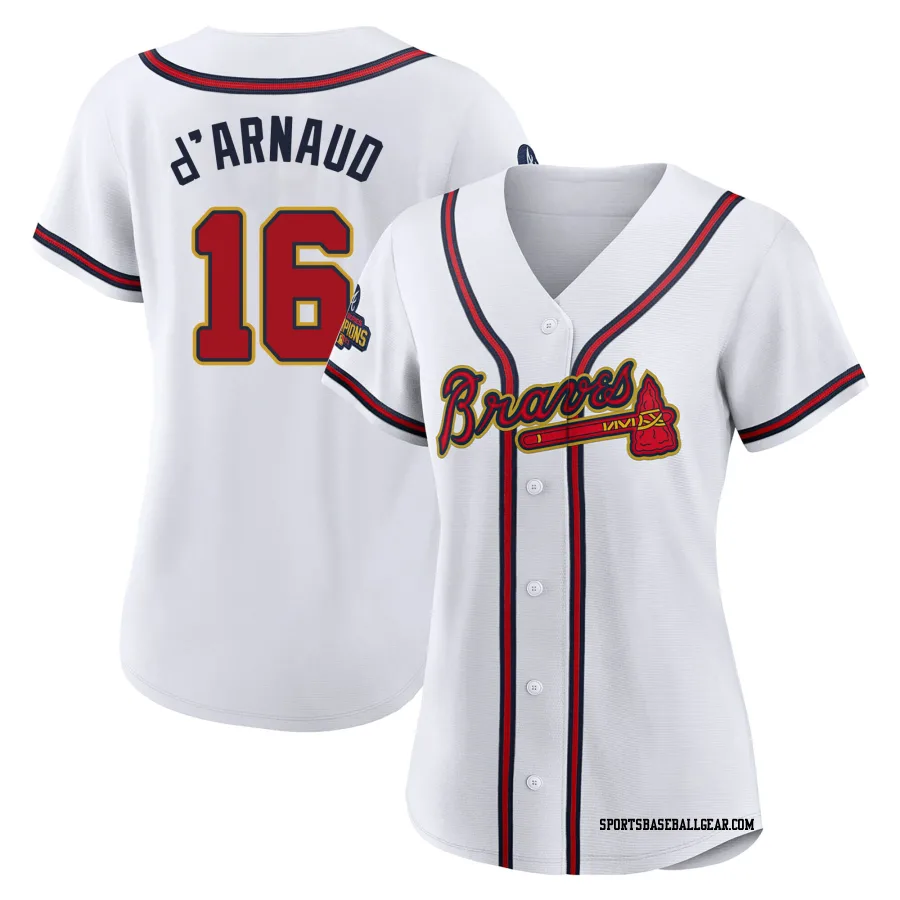 Travis d'Arnaud Women's Atlanta Braves Gold Replica White 2022 Program Jersey