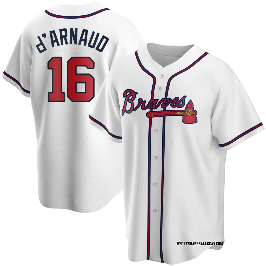 Travis d'Arnaud Youth Atlanta Braves White Replica Home Jersey