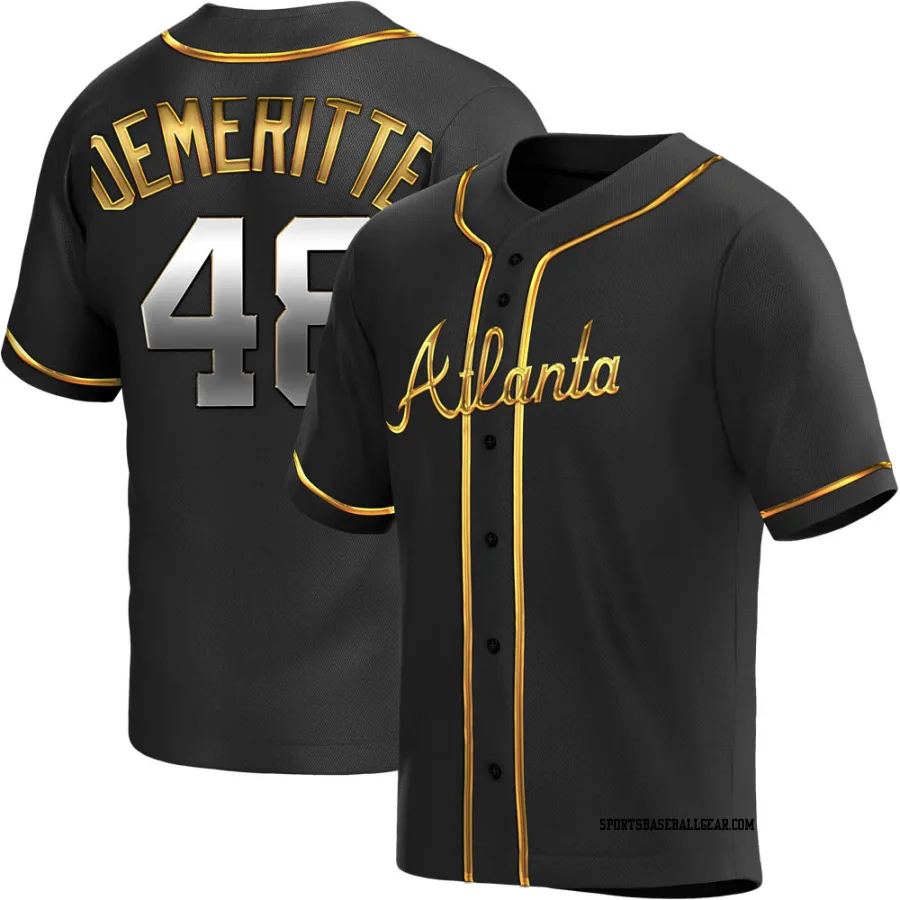 Travis Demeritte Youth Atlanta Braves Black Golden Replica Alternate Jersey