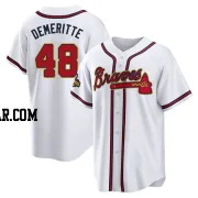 Travis Demeritte Youth Atlanta Braves Gold Replica White 2022 Program Jersey