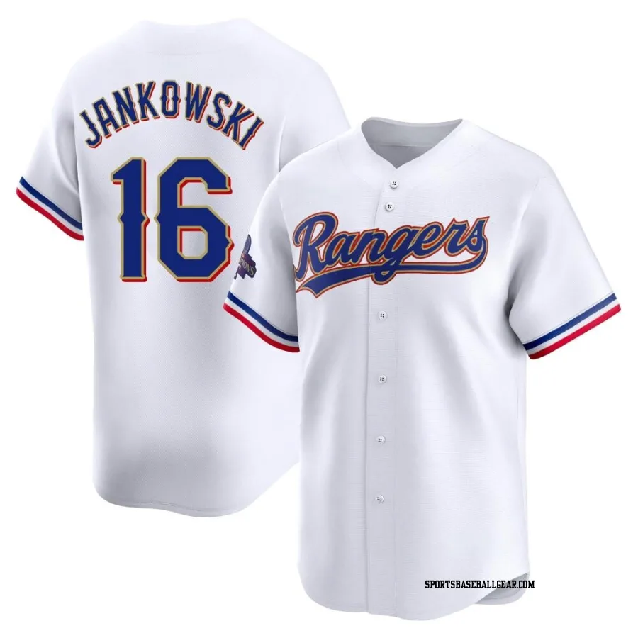 Travis Jankowski Men's Texas Rangers Gold Limited White 2024 Collection Jersey