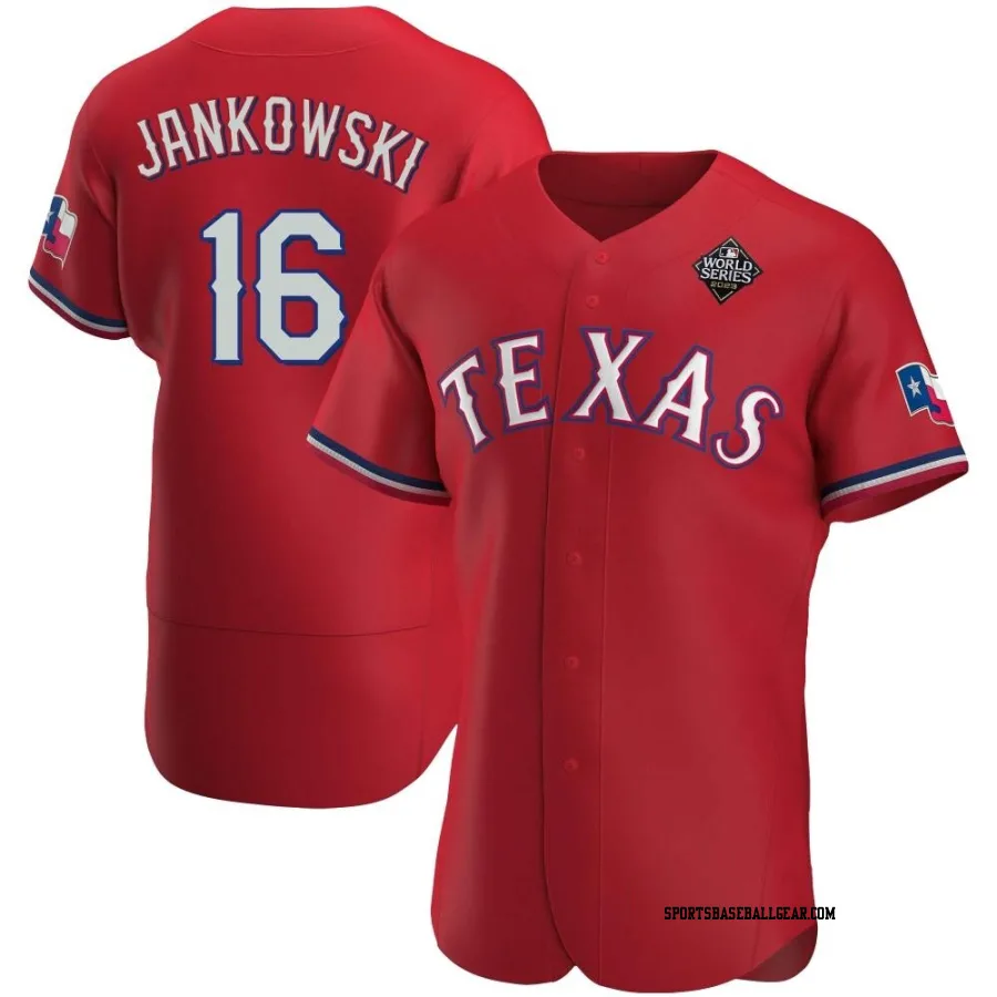 Travis Jankowski Men's Texas Rangers Red Authentic Alternate 2023 World Series Jersey