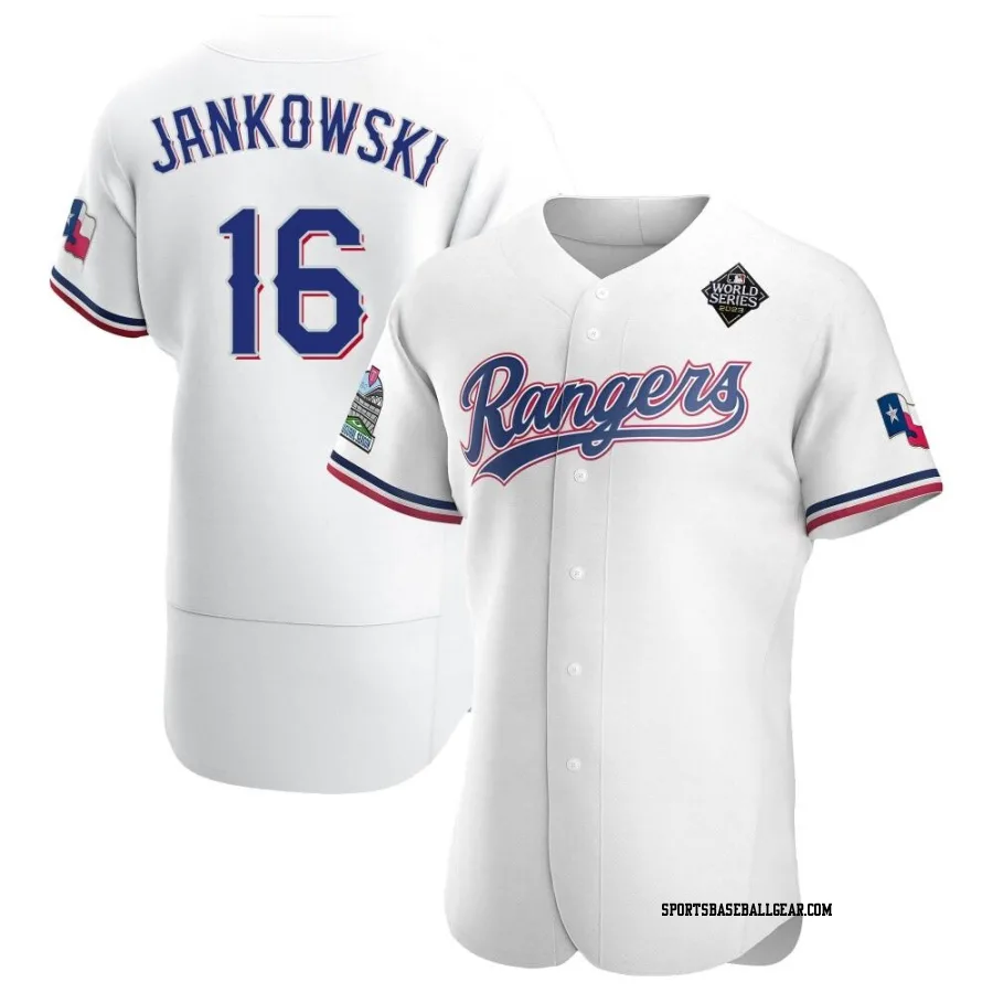 Travis Jankowski Men's Texas Rangers White Authentic Home 2023 World Series Jersey