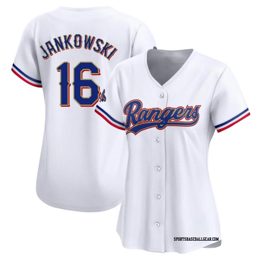 Travis Jankowski Women's Texas Rangers Gold Limited White 2024 Collection Jersey