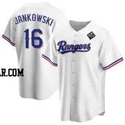 Travis Jankowski Youth Texas Rangers White Replica Home 2023 World Series Jersey