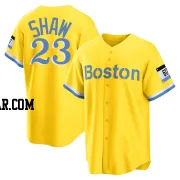 Travis Shaw Youth Boston Red Sox Gold/Light Replica Blue 2021 City Connect Player Jersey