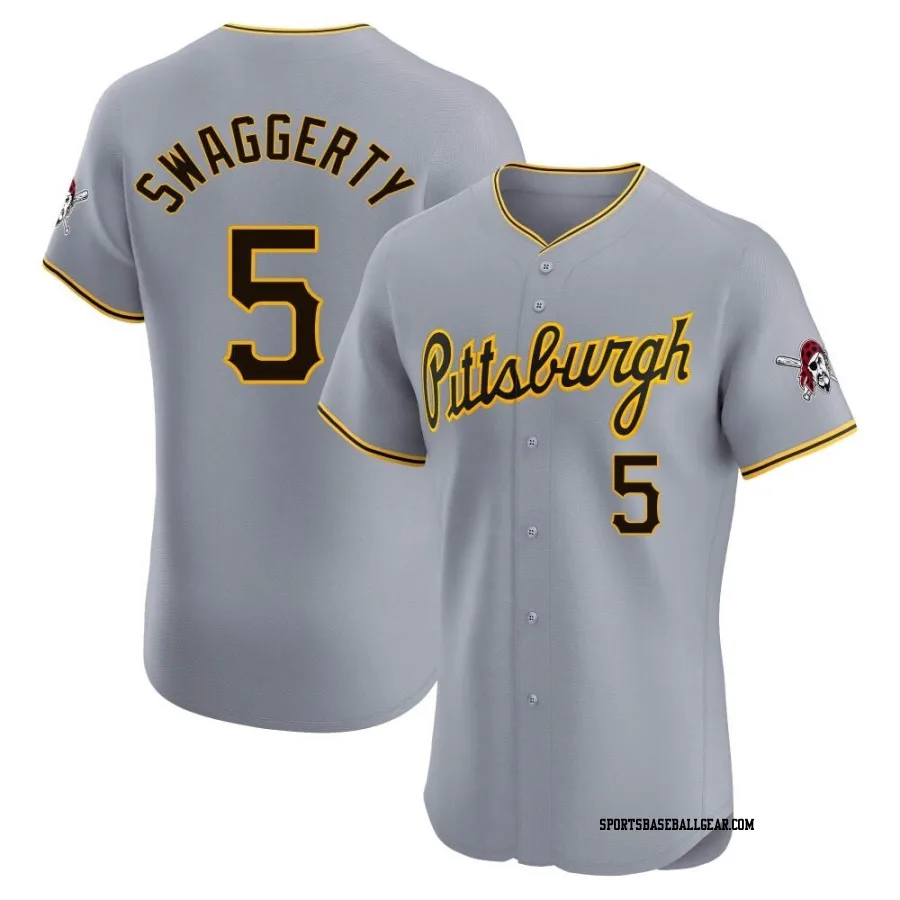 Travis Swaggerty Men's Pittsburgh Pirates Gray Elite Road Jersey