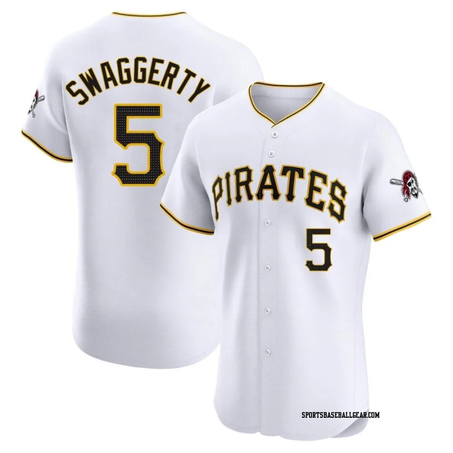 Travis Swaggerty Men's Pittsburgh Pirates White Elite Home Jersey