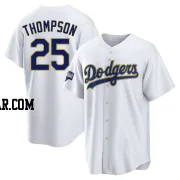 Trayce Thompson Men's Los Angeles Dodgers White/Gold Replica 2021 Gold Program Player Jersey