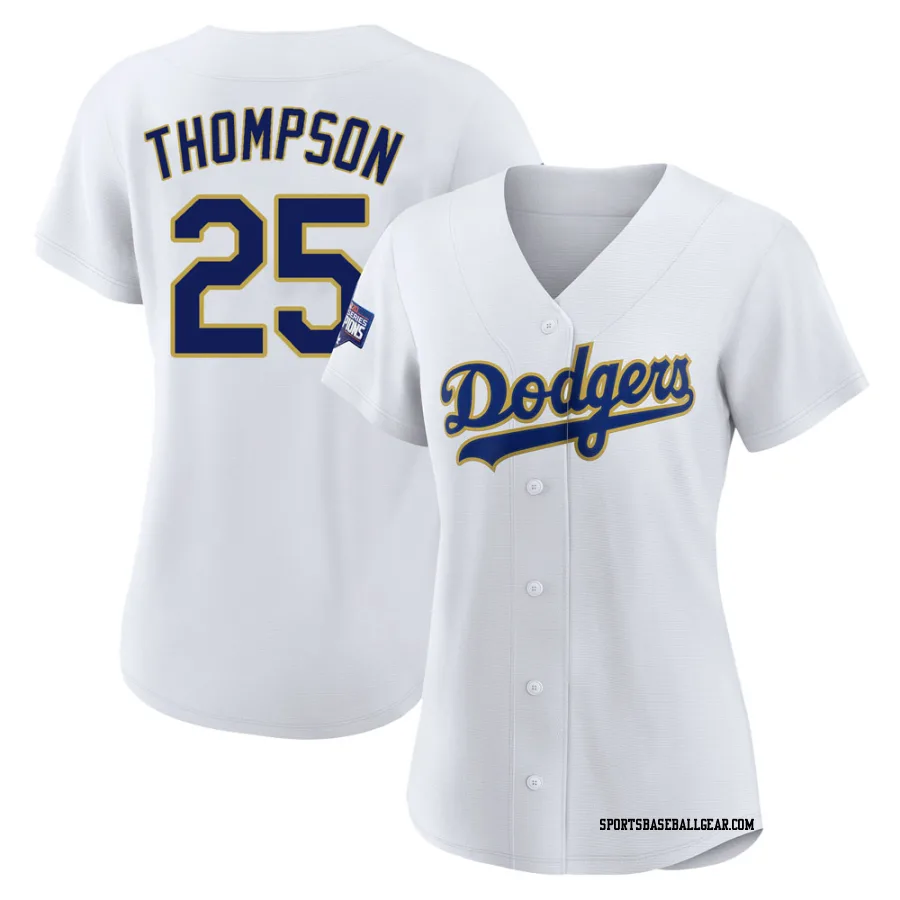 Trayce Thompson Women's Los Angeles Dodgers White/Gold Authentic 2021 Gold Program Player Jersey