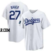 Trevor Bauer Men's Los Angeles Dodgers White Replica 2024 World Tour Seoul Series Home Jersey